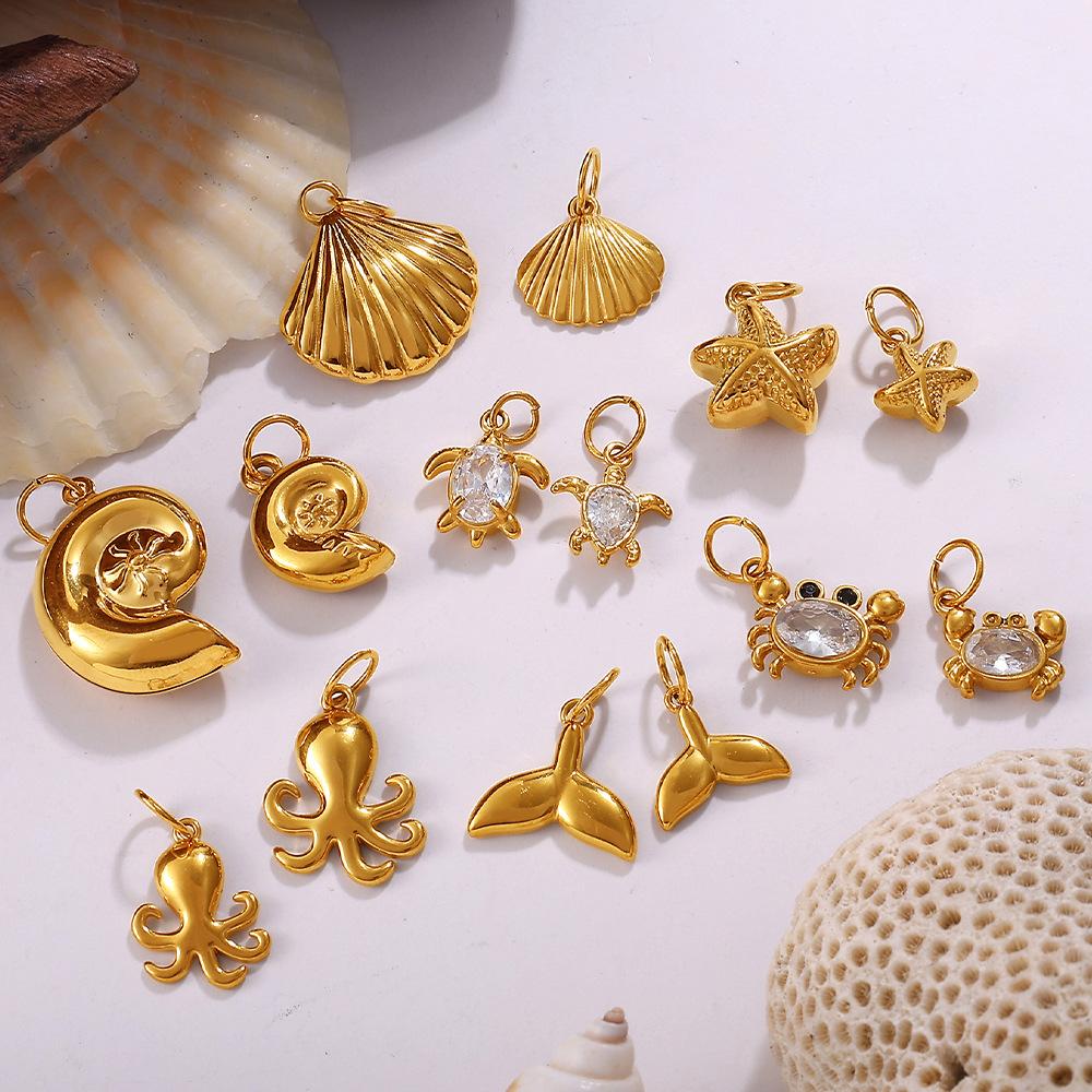 Ocean Element Conch Shell Pendant Accessories Stainless Steel Gold-Plated Beach Wind Accessories