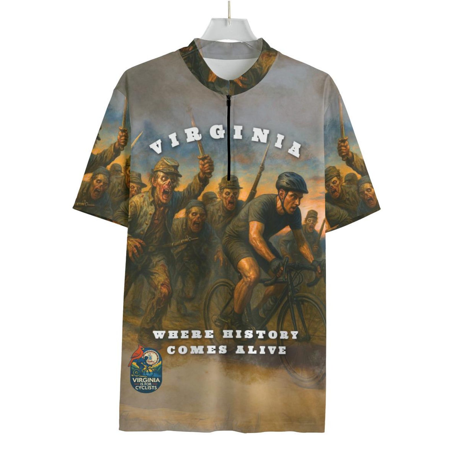 Zombie Civil War Cycling Jersey: Virginia History MTB Shirt 4XL