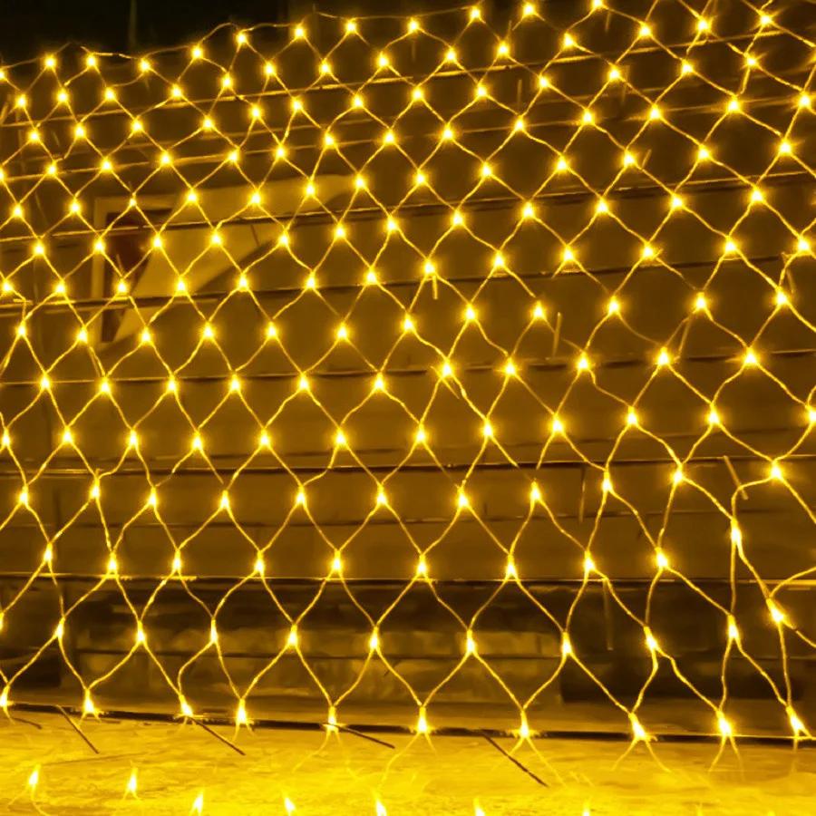 3X2M 200 Christmas LED Net Lights Outdoor Net Mesh Tree-Wrap Light Window Wall Hanging Garland Light for Party Camping Decor