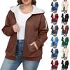 Women's Loose And Comfortable Zipper Hooded Solid Color Plus Size Jacket