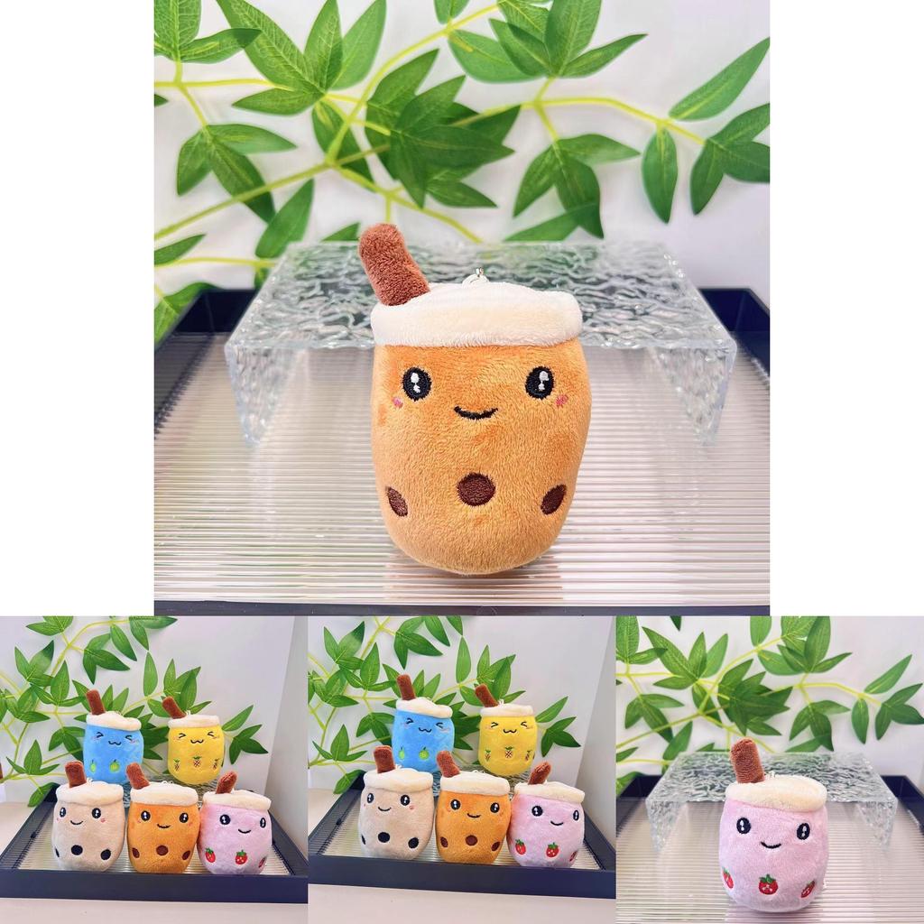Cute Fruit Bubble Tea Cup Plush Keychain Adorable Cartoon Plush Toy For Kids