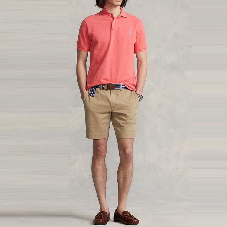 Polo Ralph Lauren SS22 Solid Slim Fit Logo Embroidered Short Sleeve Polo Shirt Men Polo Shirts Pink MNPOKNI1N821-587