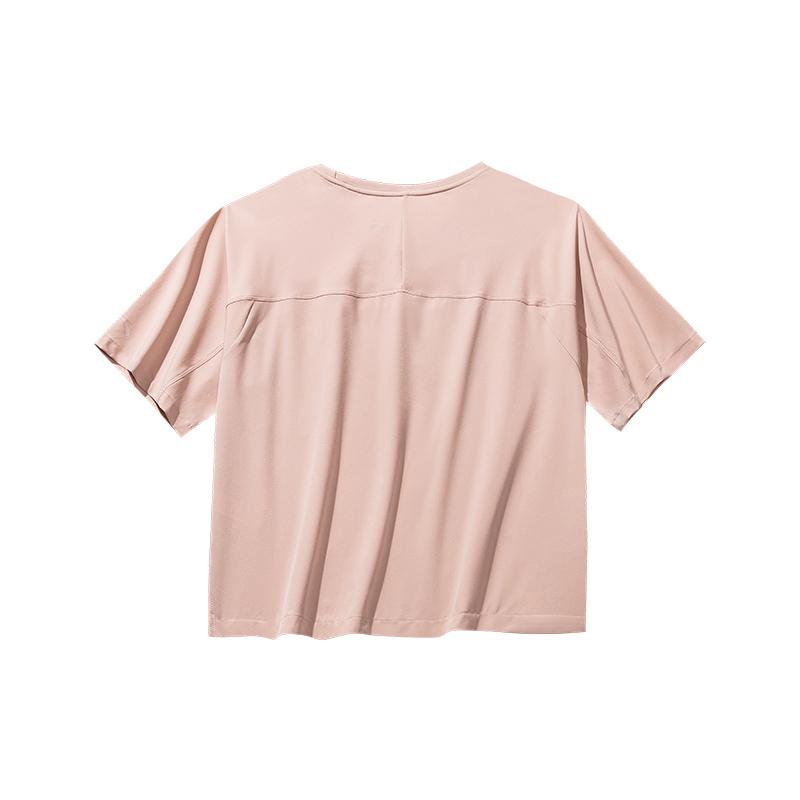 Anta Outdoor Series Sports Casual Simple Solid Color Round Neck Pullover Loose Breathable Short Sleeve T-Shirt Women T-Shirt Moran-Pink 162526108-2