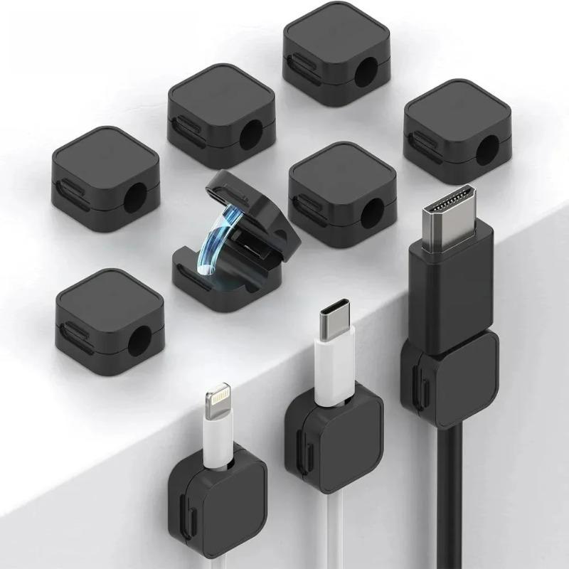 Phone Cable Charger Cord Clip Holder Magnetic Buckle Plug Organizer Desktop Car Mount Data Wire Tidy Device Home Office Travel