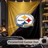 TapestryPittsburgh Steelers Custom Name Text Personalized Wall Hanging Tapestry Home Wall Decor