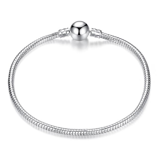 Bracelet Silver 925 Original Adjustable Fantasy Lucky Symbol Pink Flower Zircon Bracelets Fit DIY Charms Birthday Jewelry Gifts