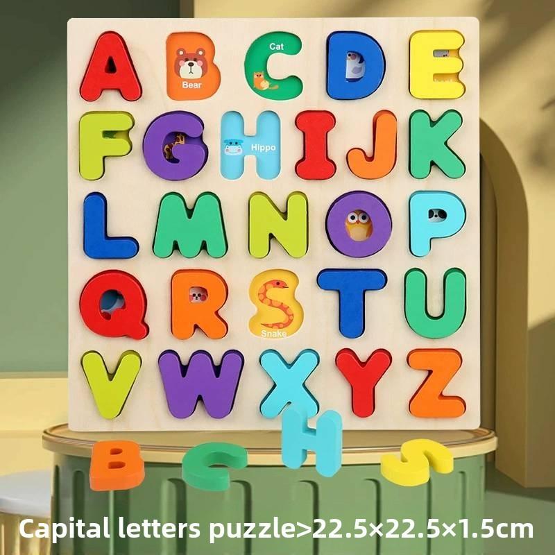 Wooden Alphabet Puzzle Blocks For Kids Educational Toy With Diy Shape Matching For Early Learning