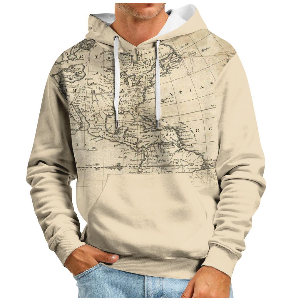 Menn Retro Langermet hettegenser Hettegenser Topper Jakke Frakk Yttertøy