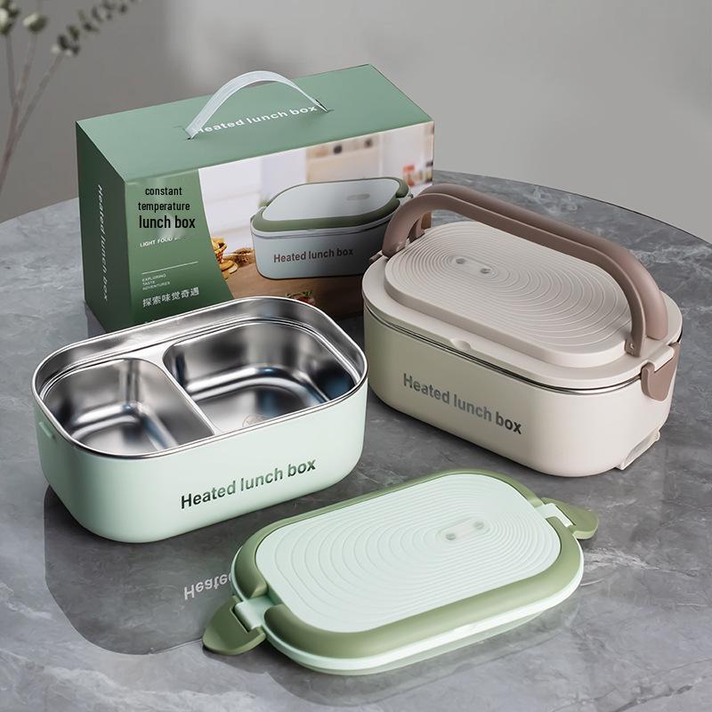 Stainless Steel Electric Heated Lunch Box - Insulated Student Bento Box