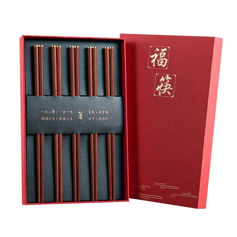 Chinese Style Chicken Wing Wooden Gift Box Chopstick Set High-end Gift Box for Gifts Japanese Style Kitchen Sushi Chopsticks