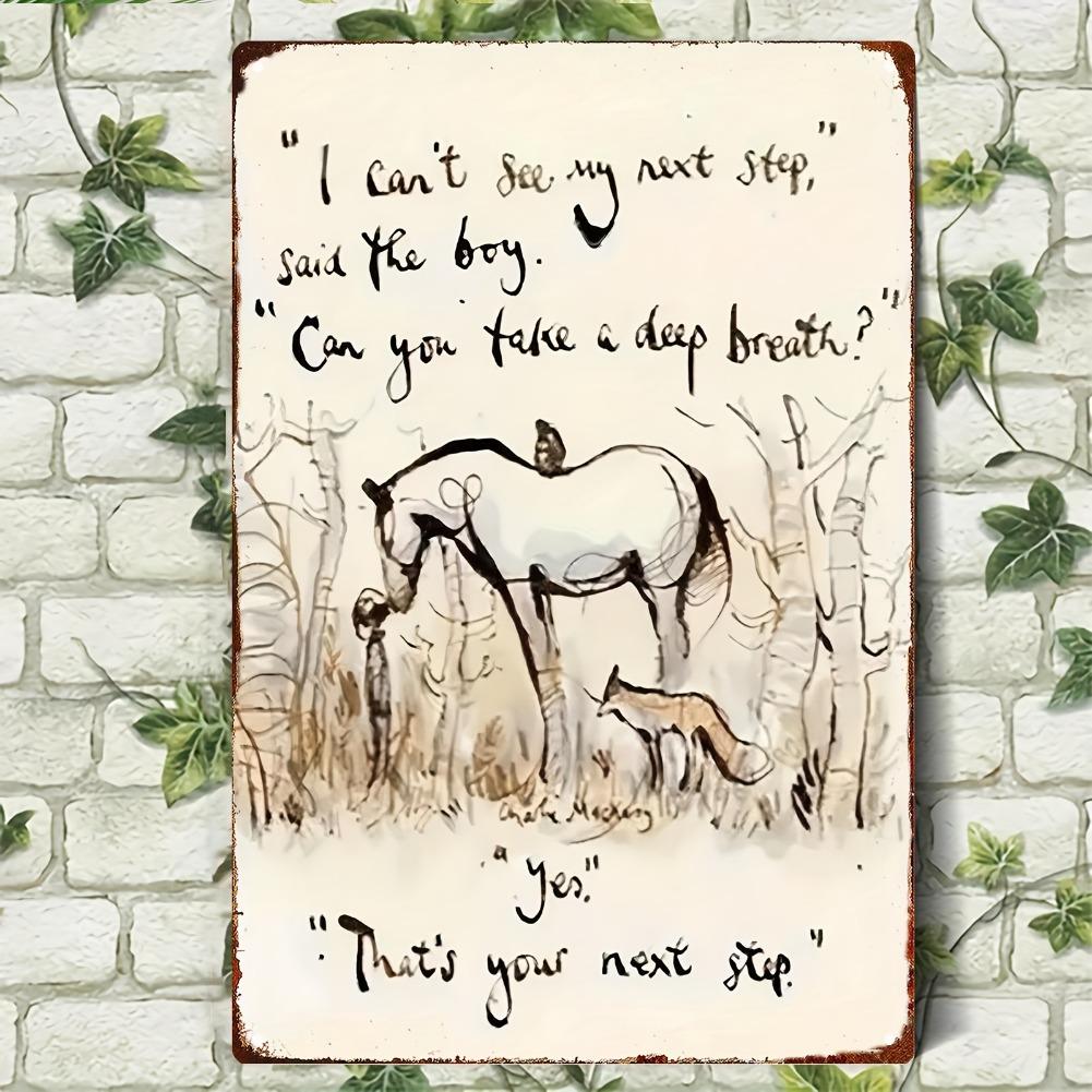 

D Flat Vintage Metal Wall Art Rustic Horse and Fox Scene with Inspirational Quote x Inch Iron Sign for Living Room 20x30cm