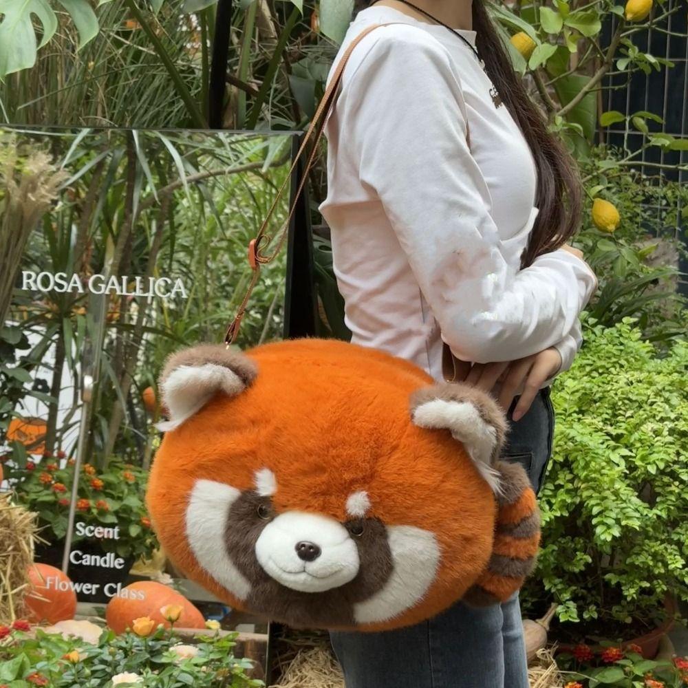 Flower Red Panda Plush Bag Plush Toy Plush Doll Schoolbags Raccoon Backpacks  Girls Boys