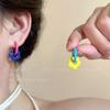 Dopamine Contrast Color Flower Ear Buckles Women'S Summer Sweet And Cute Earrings Earrings Small Earrings