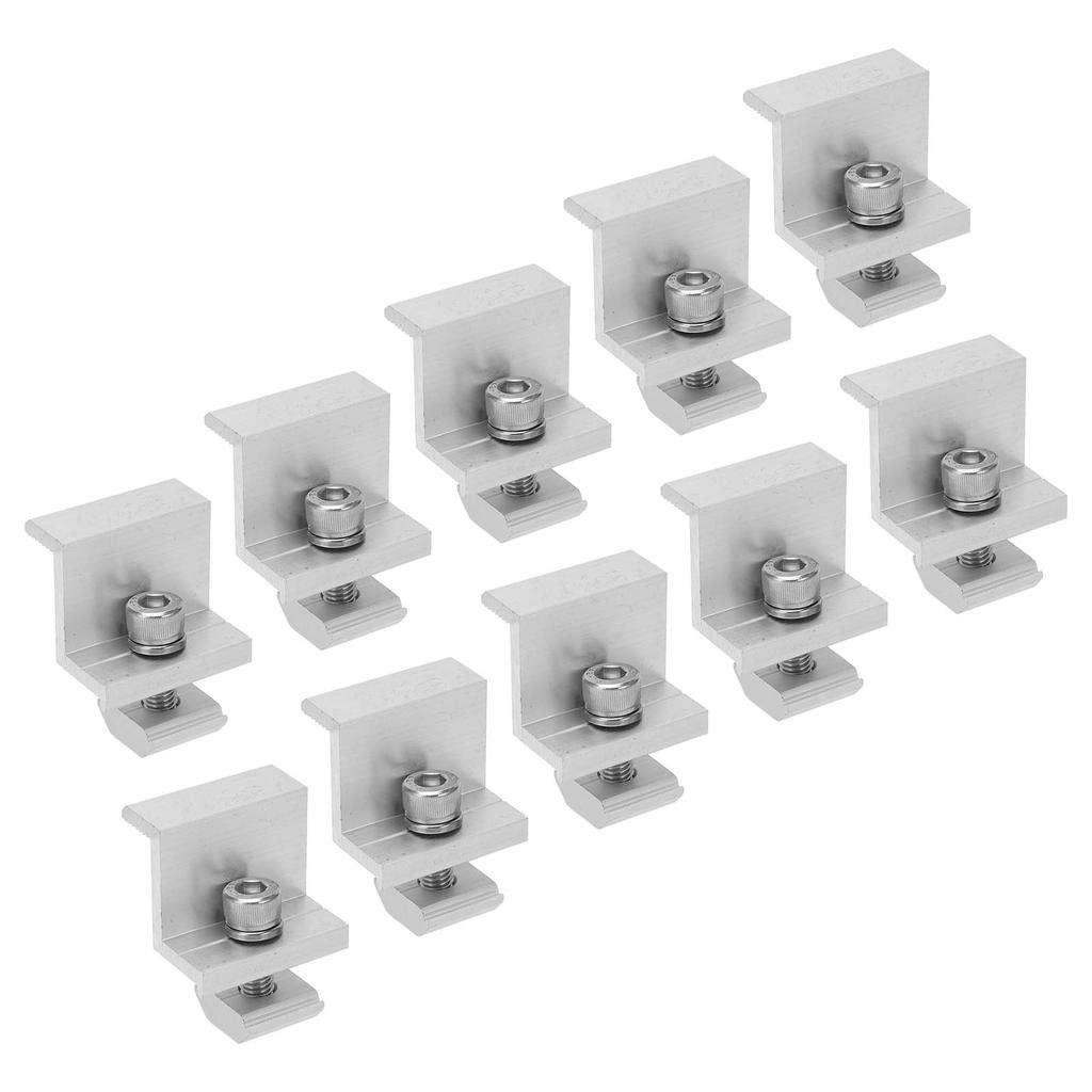 10PCS Solar Mount Z Bracket Aluminum Alloy Pressing Block PV Panel Rail End Grounding Clamps