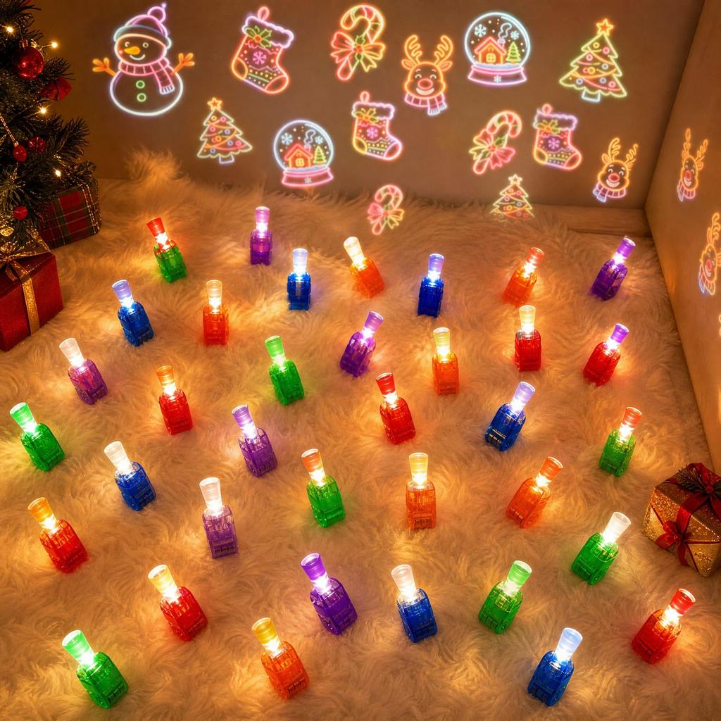 36 Pack Christmas Projection Finger Lights, Halloween Party Favors, Light-Up Toys for Party Supplies