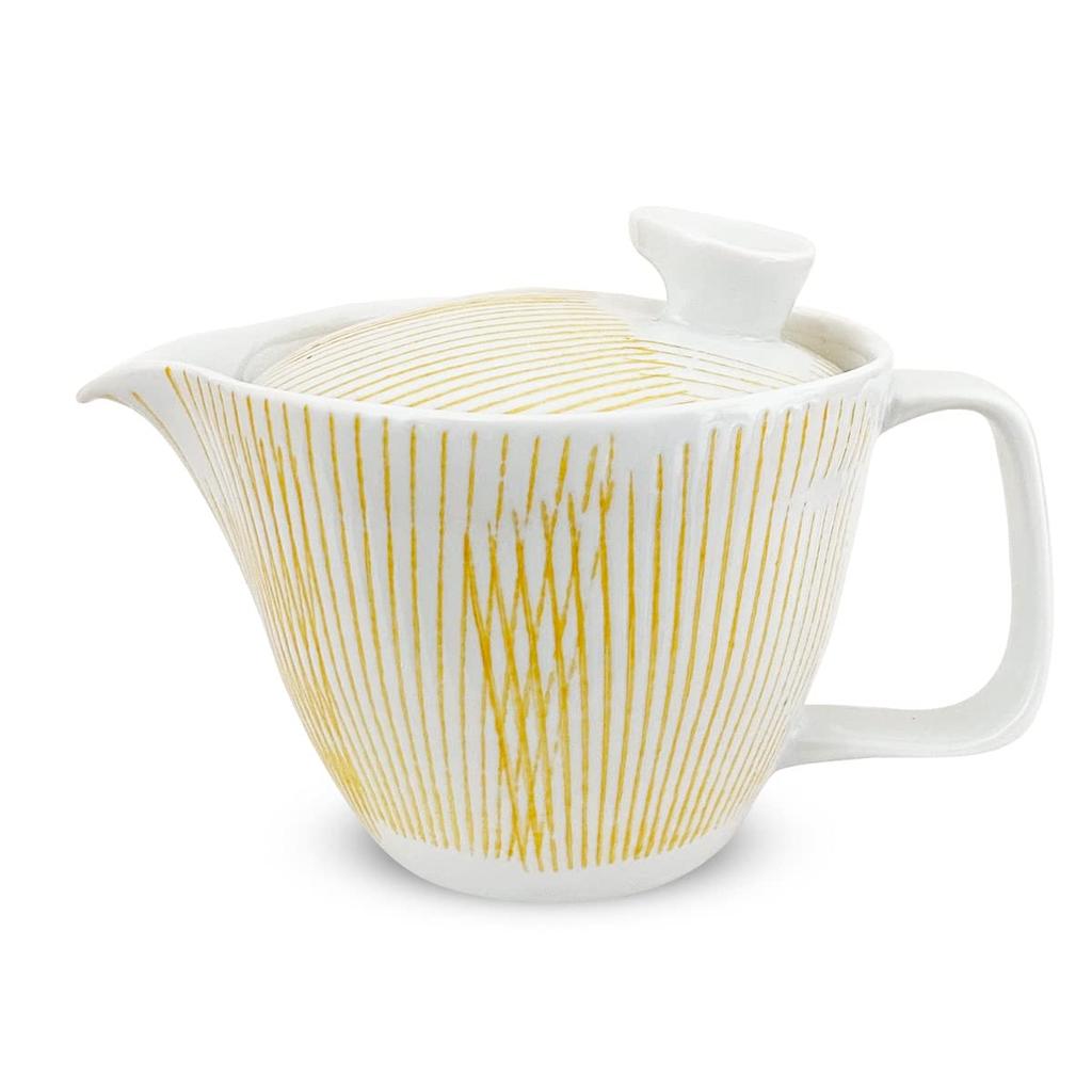 Isayama Kiln Hasami Made In Person with Tea Striped Yellow J-kitchens Teapot, Small, Ware, Japan, 240ml, 1-2 Capacity, Strainer,