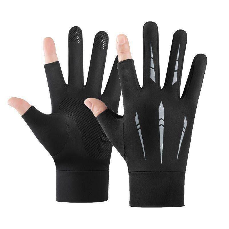 Cycling Gloves Outdoor Driving Electric Vehicle Protection Gloves Anti-slip Touchscreen Fingerless Men Fishing Ice Silk Gloves