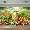 2D Flat Surface 1 Piece of Cute Smiling Potato Polyester Photo Background Cloth Indoor and Outdoor Party Banner