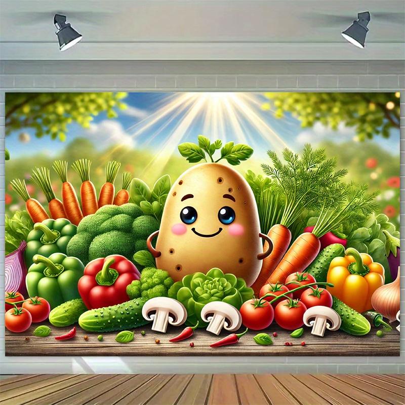 2D Flat Surface 1 Piece of Cute Smiling Potato Polyester Photo Background Cloth Indoor and Outdoor Party Banner
