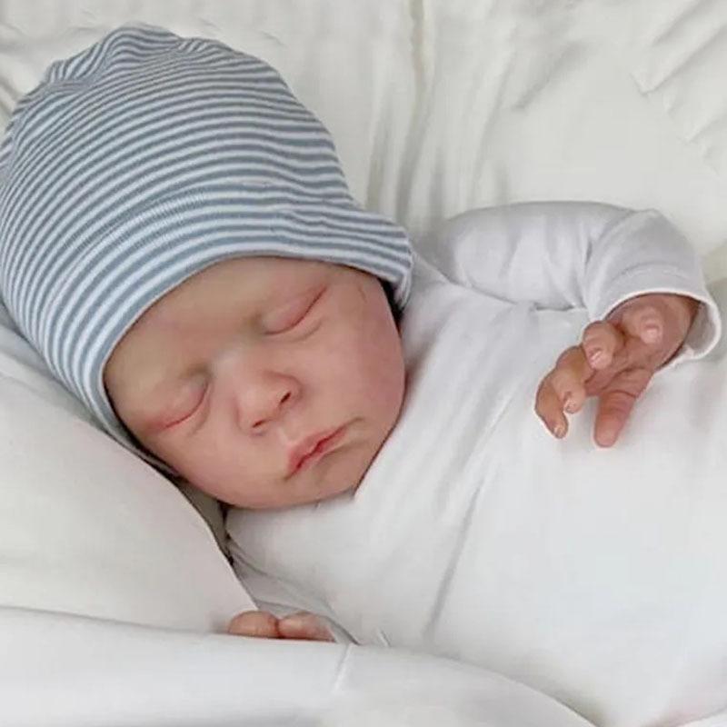 BZDOLL 50cm 20inch Soft Vinyl Sleeping Reborn Baby Doll with 3D-Paint Skin and Soft Cloth Body Toy for Girl Kids Gift Like Real Art Newborn Bebe