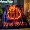 Custom Name Barcelona Football Throw Blanket - Perfect for Couch, Bed, Office, and outdoor Travel - Ideal Gift for Christmas & Holidays