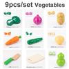 6/9/12pcs Fruit Cutting Toys Magnetic Wooden Cutting Fruits Vegetables Play House Simulation Kitchen Food Toys for Children