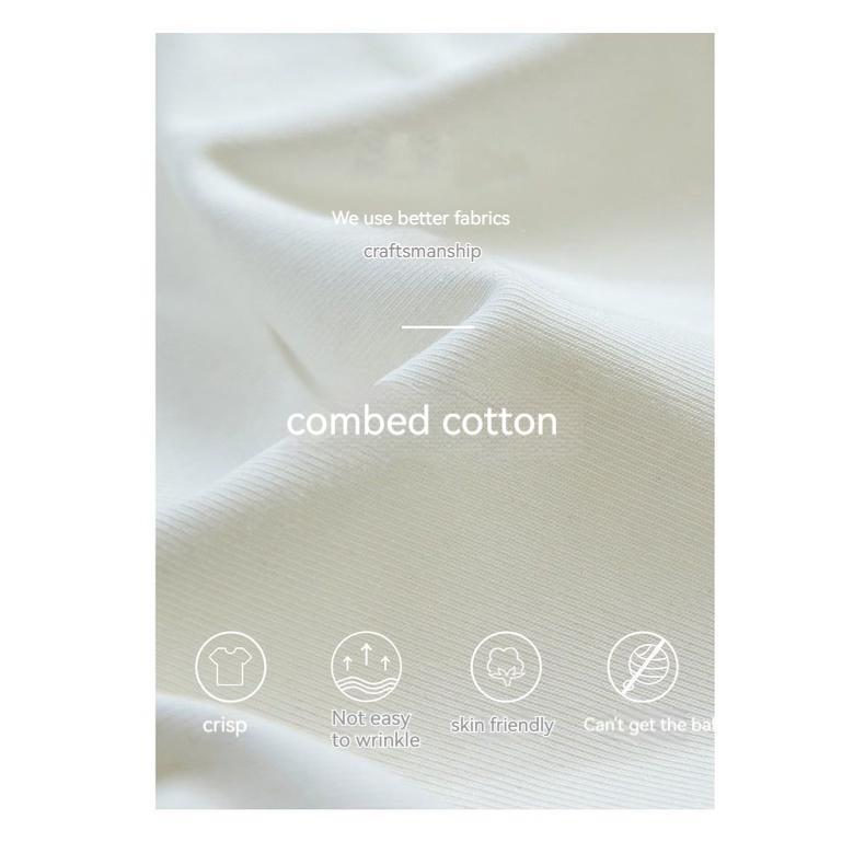 Square Collar Fishbone Cotton Short-Sleeved T-Shirt Women'S Pleated Irregular Design Shoulder