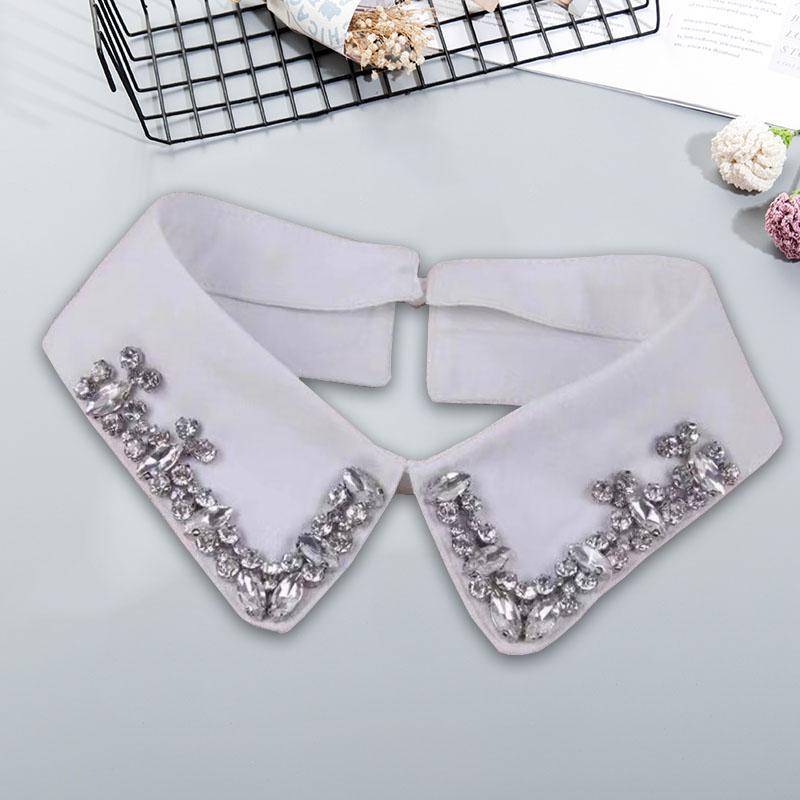 Pearl Fake Collar Shirt Women Detachable Collar Neckline Women False Collar Tie White Lapel Faux Col Women Clothes Accessories