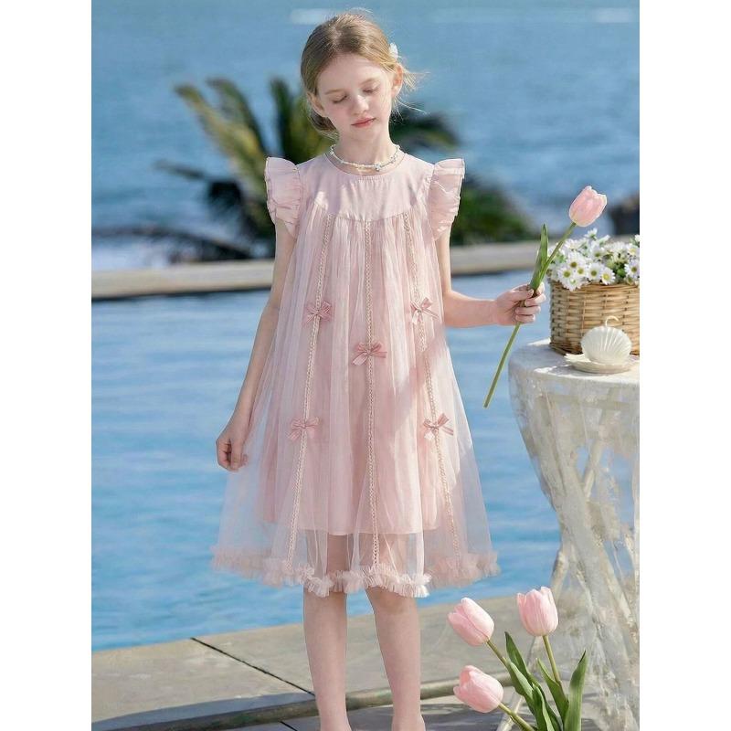 Sweet Pink Dress for Girls - Summer Children s Fashionable Princess Dress 130