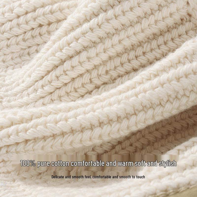 Damen Koreanischer Stil Vielseitige Strick-Baskenmütze - Winddicht, Ohrenschützend, Reine Baumwolle & Wolle