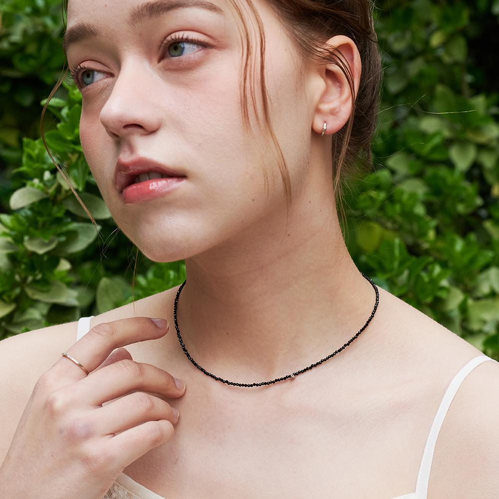 Loveenb [14K Gold] Joy & Black Spinel Necklace