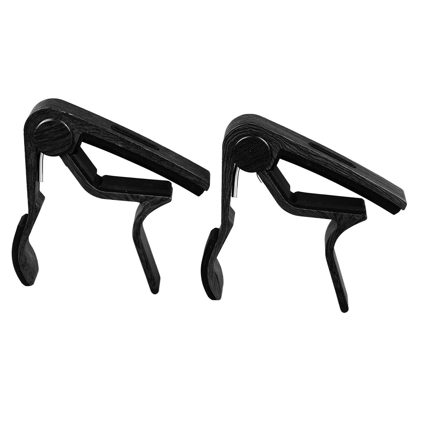 

2Pcs Acoustic Guitar Capo Wood Rubber Pad Adjustable Professional Electric Guitar Capo with 5Pcs Picks Black