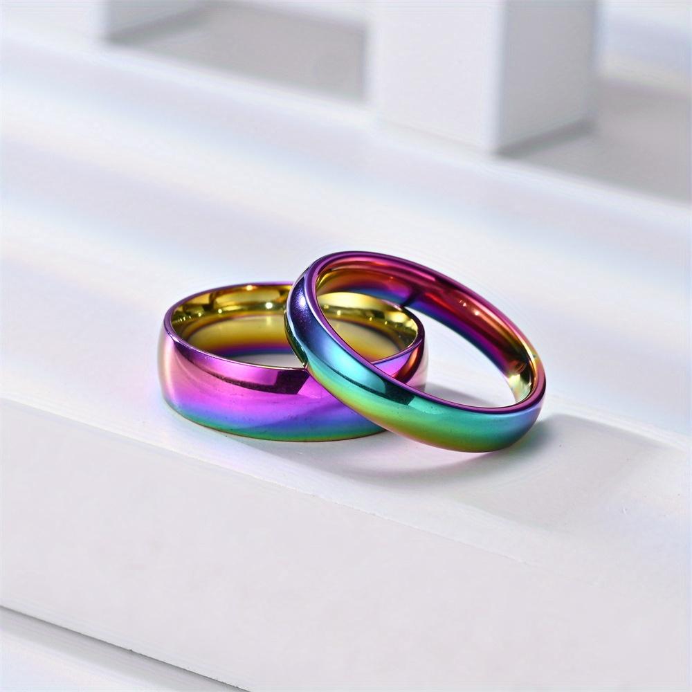 1Pc Fashionable Mirror New Color Seven-color Inner and Outer Ball Titanium Steel Ring
