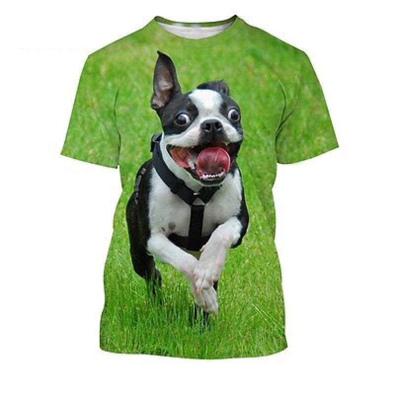 Funny Dog T-shirt Men's Clothing Children O-neck Short Sleeve Loose T Shirts 3D Print Cute Pet Animal Graphic Street Casual Tees