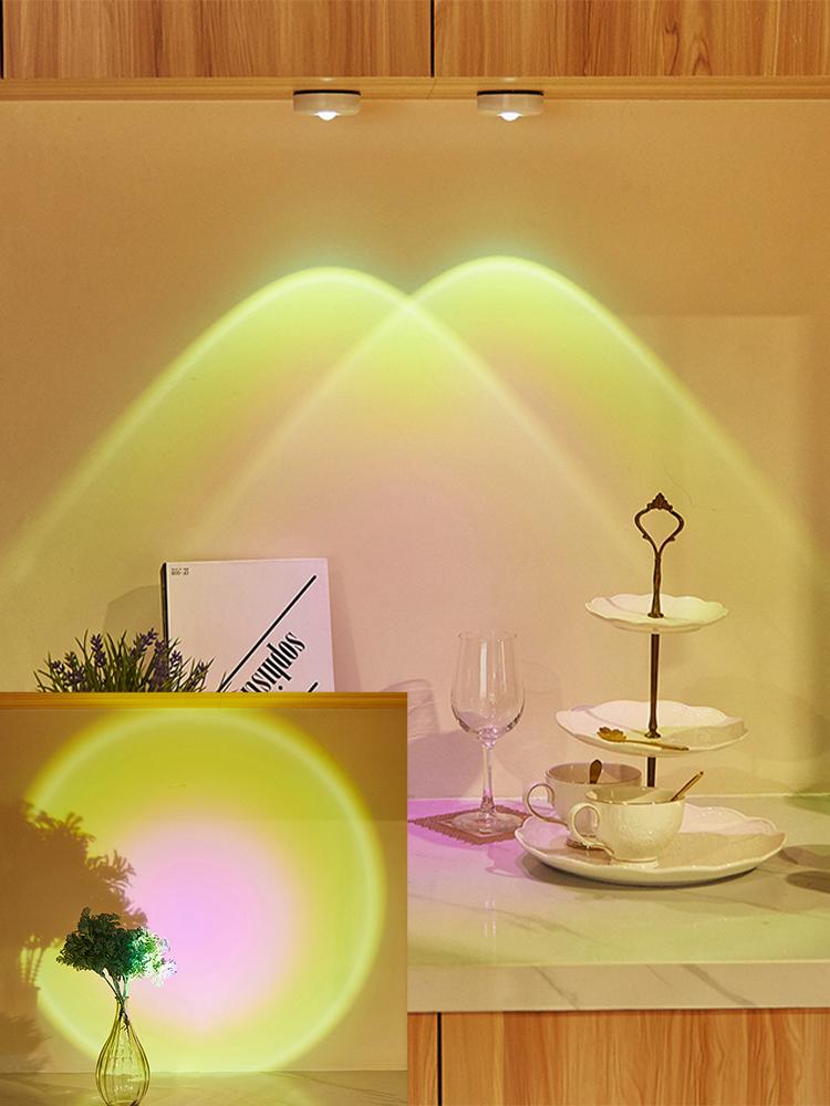 Wireless Sunset Lamp Night Light Projector Deoration Home Wall Lamp Led Lights For Room Kitchen Display Cabinet Cupboard Bedroom
