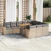 VidaXL Garden Lounge Set 11pcs with Beige Cushions Wicker Acacia 3327538