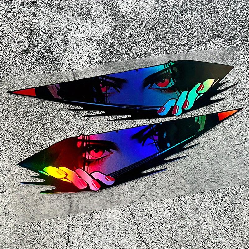 1pair Anime Eyes JDM Car Stickers Waterproof Moto Front Fairing Side Panels Fuel Tank Electric Scooter Auto Window Vinyl Decals