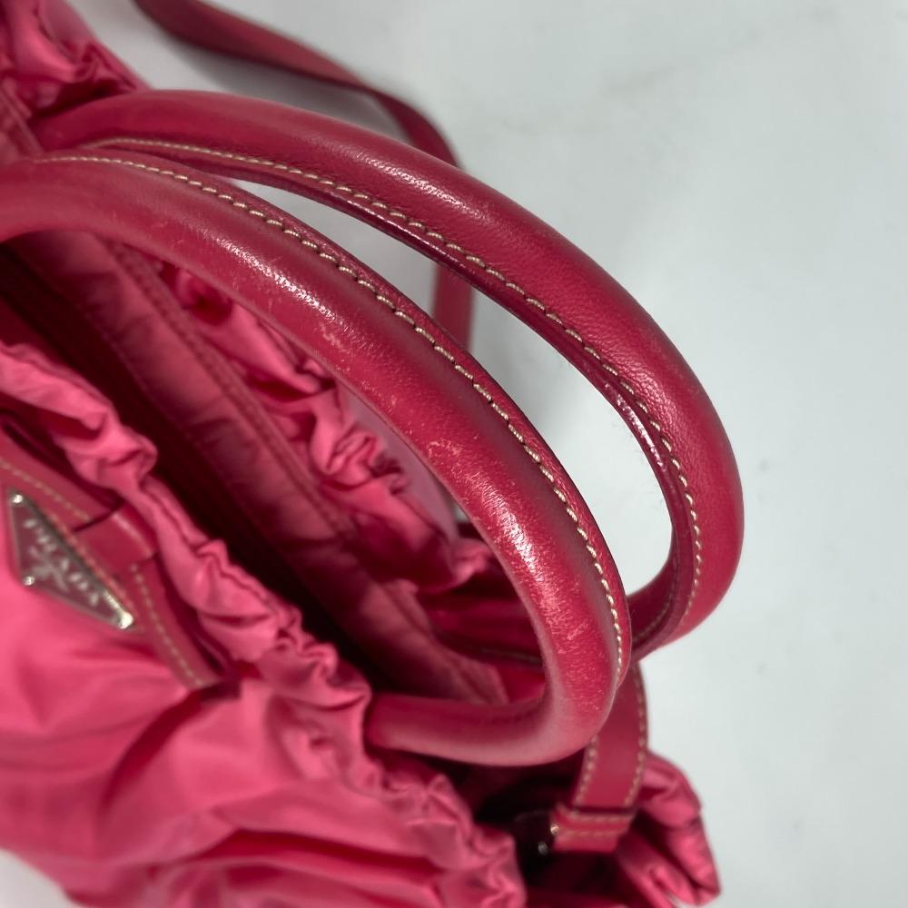 PRADA Shoulder Bag Bag Logo ribbon 2WAY bag Hand Bag Nylon pink