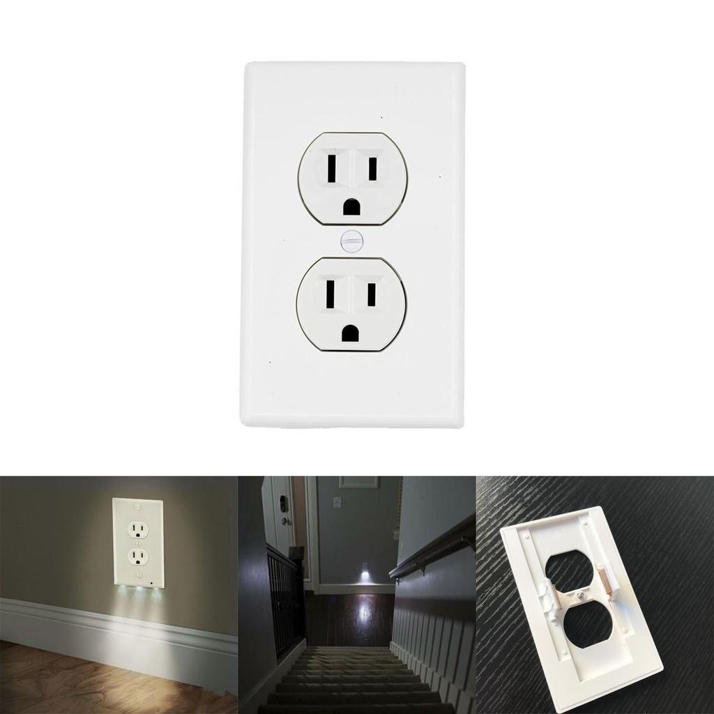Smart Wall Outlet Cover Socket Plate With Automatic Led Night Light Sensor Function