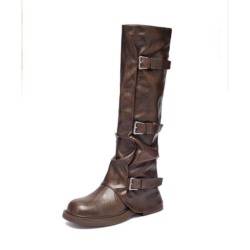 Augustine Brown Boots New Autumn Prairie Western Boots Vintage Pile Martin Knight Boots