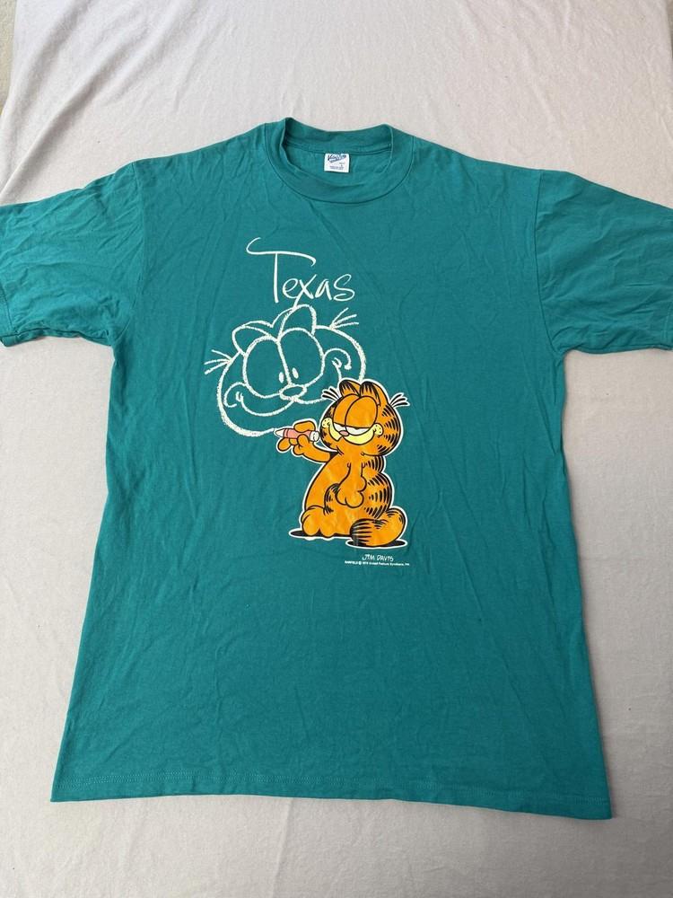 VTG Garfield T-shirt Texas Drawing Garfield Self Portrait L Unisex T-Shirt M