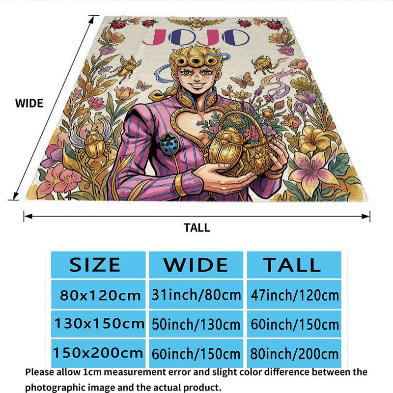 1PC Jojos Bizarre Adventure Patterned Flannel Blanket Suitable For All Seasons For Home Decor Warmth And Comfort Gifts Holiday Present