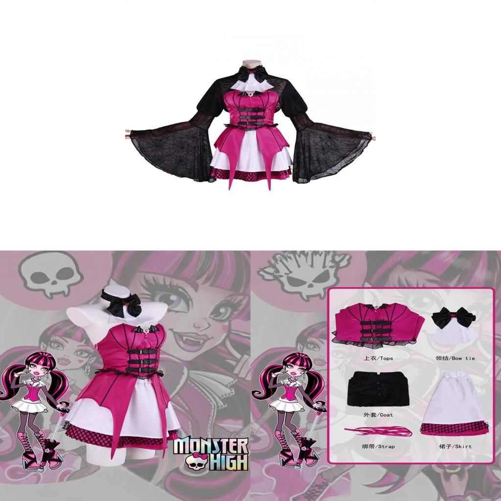 Monster High Draculaura Cosplay Costume For Halloween Vampire Lolita Short Skirt For Women