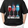 4th Of July Wine Glasses Red White Blue Patriotic For Adult S 4xl T Shirt Vintage Unisex Stylish Soft Fashion Casual