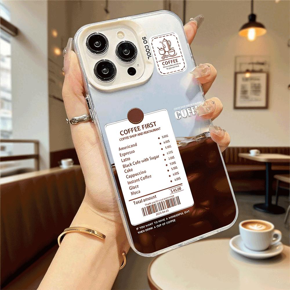 Coffee Shop Menu Receipt Design Hard Phone Case for Xiaomi Redmi Note 15 14 13 12 11 Pro Plus Shockproof Protective Cover