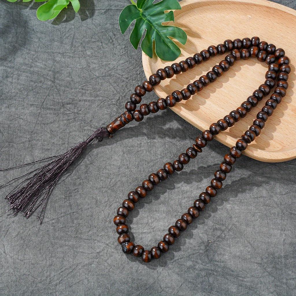 99 korálků muslimské modlitební korálky elegantní dřevěné islámské modlitební počítací střapec denní modlitební korálky elegantní modlitební korálky | korálky s hladkou texturou,
