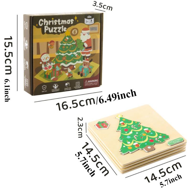 4v1 Dřevěná sada puzzle Santa Claus Sob Vánoční stromek Perníček Hračky Vzdělávací hračka Ručně vyráběný vánoční dárek
