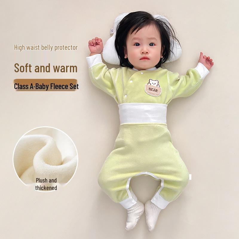 Korean Style Thickened Velvet Baby Coat for Boys and Girls - Autumn/Winter Solid Color Toddler Top