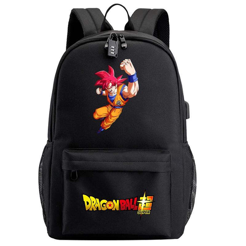 Anime Dragon Ball Black Usb Backpack for Teenager Girl Boy Back To Schoolbag Laptop Bag Daily Book Bag Men Women with Lightweight Bagpack Mochila