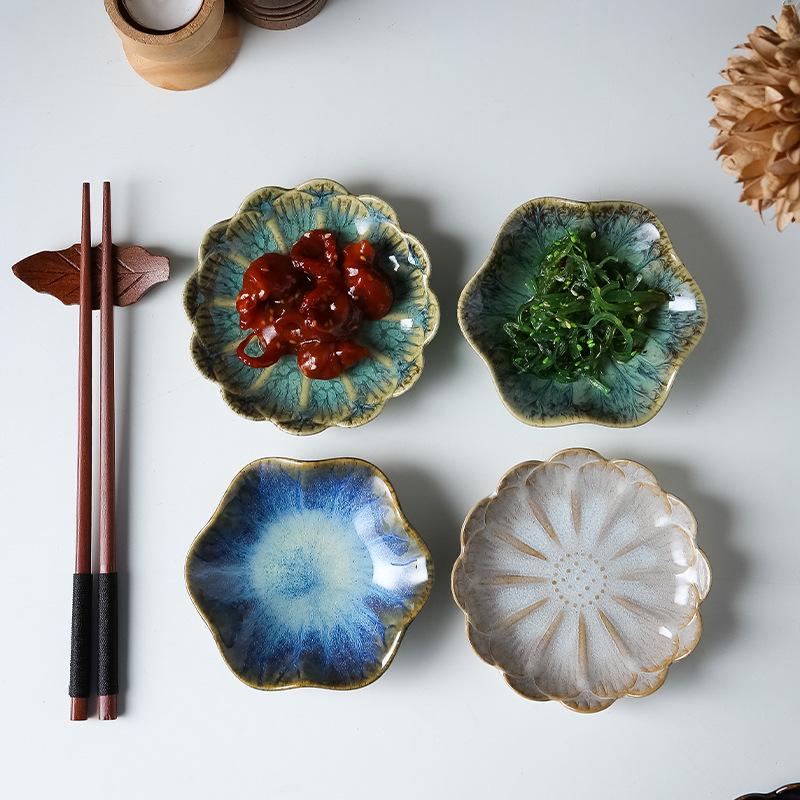 Starry Sky Blue Japanese Ceramic Floral Dipping Dish